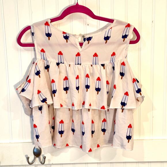 Vintage Mary Quant Popsicle July 4th Tiered Top Size Small - Picture 4 of 10